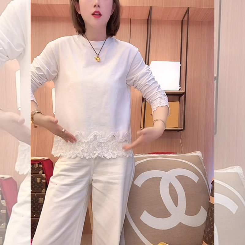 百搭宽松上衣白色长袖t恤