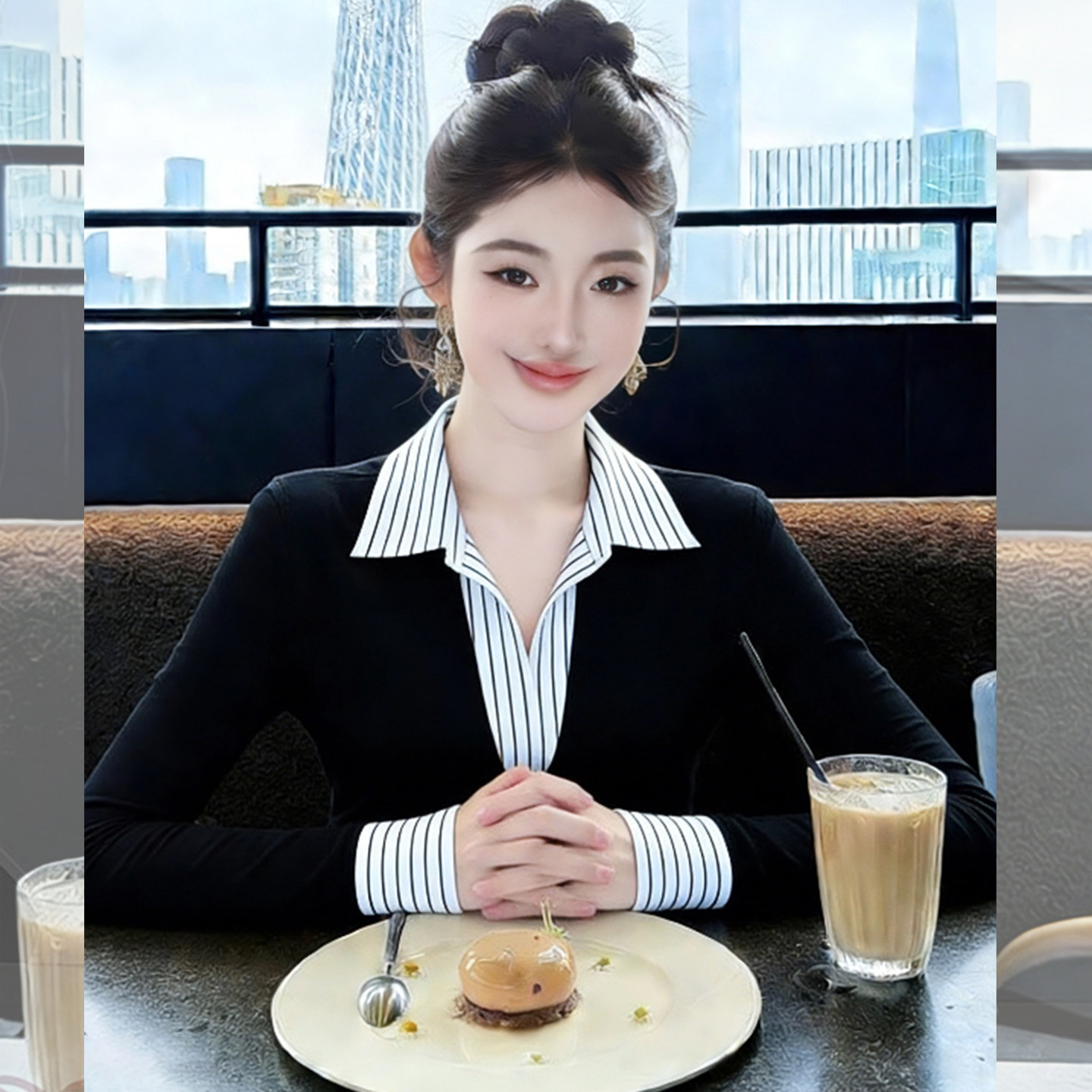 2026春季新款设计感假两件翻领衬衫女韩系撞色拼接时髦气质上衣潮,女装/女士精品,POLO衫,淘宝优惠券,粉丝福利购,淘宝优惠卷