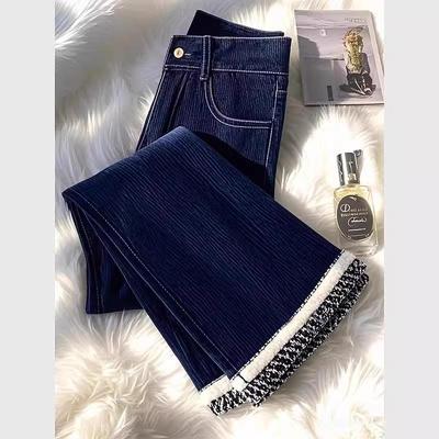 今年爆款丝绒直筒休闲阔腿裤女2025冬季新款时尚高腰小众窄版长裤