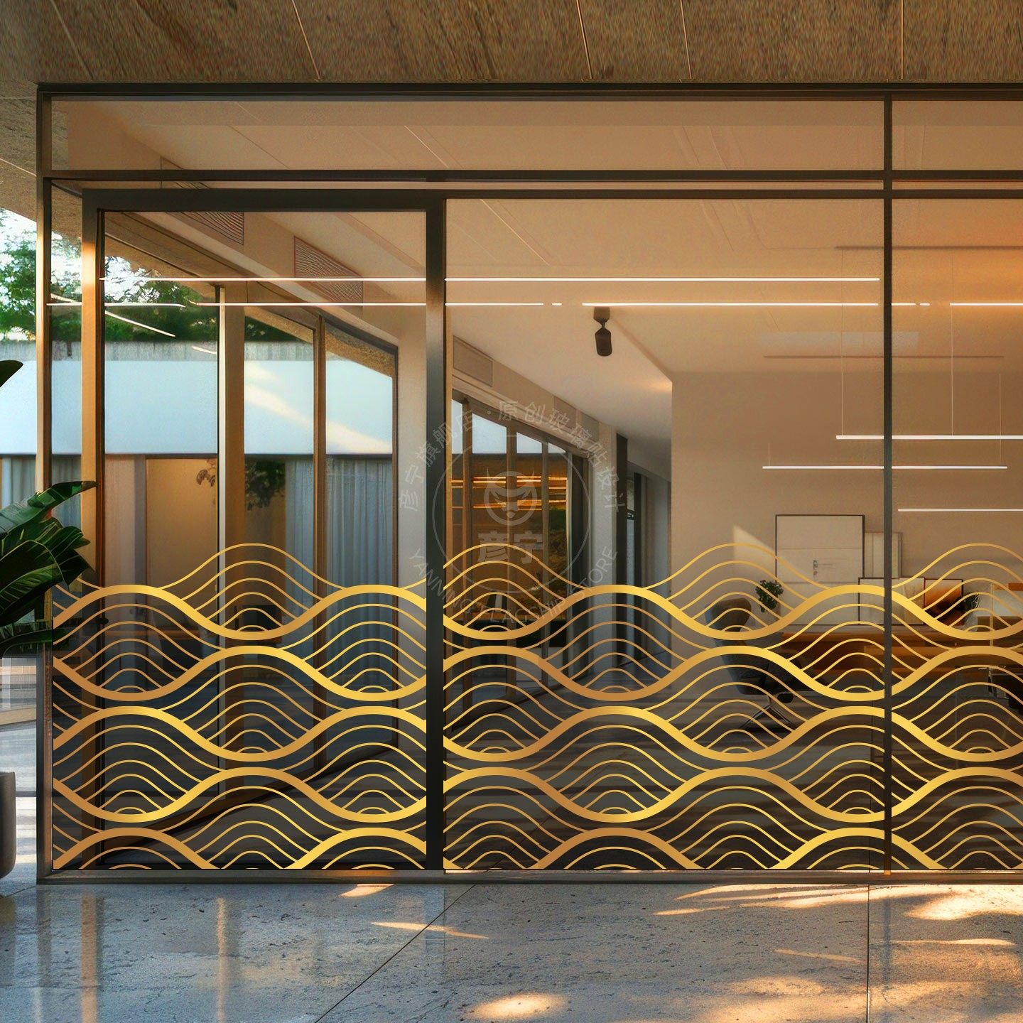 商场超市中式纹理水波纹线条海浪橱窗玻璃门贴纸防撞美化装饰定制,家居饰品,玻璃膜/贴,淘宝优惠券,粉丝福利购,淘宝优惠卷