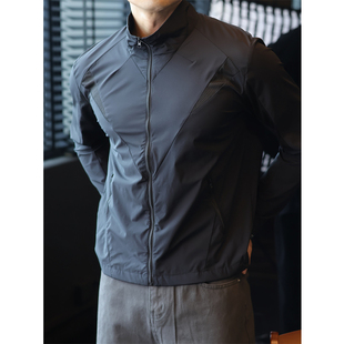 简素Design立领拼接速干机能防晒服夹克男户外休闲工装 外套夏 薄款