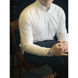 秋冬季 简素Design260G可机洗羊毛半拉链针织卫衣男修身 保暖打底衫