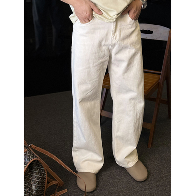 日系纯棉水洗牛仔裤男宽松休闲裤