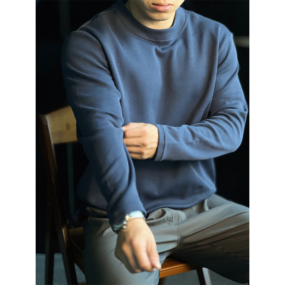 280g双面棉米呢长袖T恤男可机洗