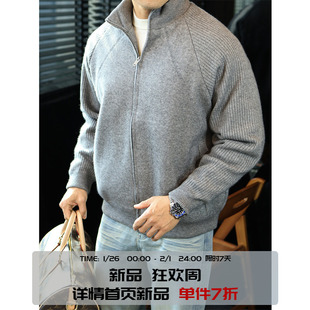 简素Design90白鸭绒拼接毛衣外套男重磅针织羽绒服宽松休闲卫衣冬