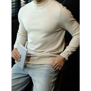 简素Design莱赛尔羊毛立领针织衫 休闲上衣秋冬 毛衣男简约内搭毛衫