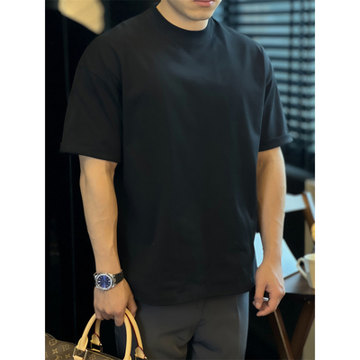 美式小领口短袖t恤男宽松休闲夏