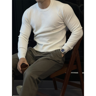 修身 内搭保暖纯色T恤高端针织衫 打底衫 冬季 男长袖 简素Design新款
