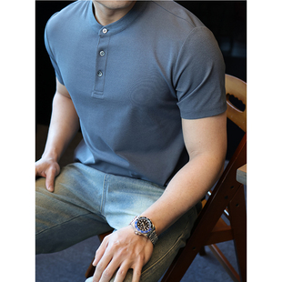 简素Design速干网眼亨利衫T恤男冰丝防晒运动上衣休闲短袖polo衫