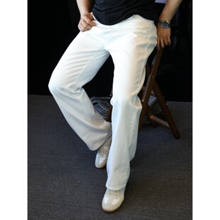 简素Design220g纯棉透气简约男装牛仔裤修饰腿型直筒男款长裤子夏