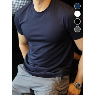 简素Design优可丝索罗娜高端肤感基础T恤男重磅冰丝短袖 上衣夏季