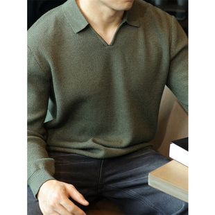 简素Design毛衣男提花海鸥领polo针织衫 T恤上衣秋冬 休闲打底长袖