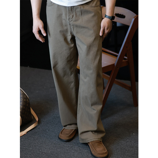 简素Design纯棉阔腿休闲直筒牛仔裤 子春夏 男宽松简约纯色通勤长裤