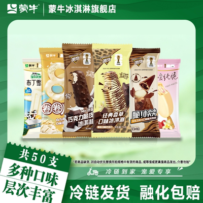 50支】蒙牛冰淇淋随变香草小尖尖巧克力圈圈脆草莓布丁冰激凌雪糕