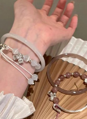 新中式国风琉璃串珠手链女高级感复古猫眼石花朵手串古风汉服手饰