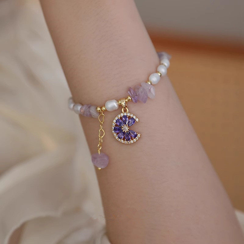 米粒淡水珍珠紫水晶锆石手链女气质网红时尚设计高级感送闺蜜手饰