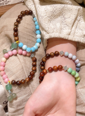 新中式国风晕染彩色串珠手链女设计感多巴胺甜美气质手串新款手饰