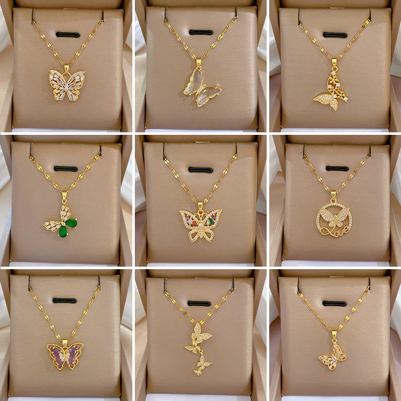 【钛钢】蝴蝶重工项链女铜微镶真金电镀Ins网红精致锁骨链脖链,饰品/流行首饰/时尚饰品新,项链,淘宝优惠券,粉丝福利购,淘宝优惠卷