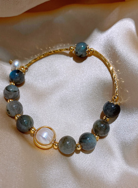 14k真金电镀巴洛克淡水珍珠月光石手链女闺蜜学生手镯ins个性手串