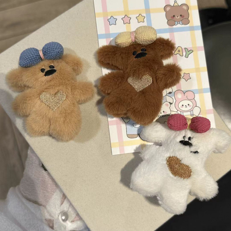 可爱毛绒公仔蝴蝶结小熊发夹鸭嘴夹百搭少女心刘海侧边夹卡通发卡,饰品/流行首饰/时尚饰品新,民族风发饰,淘宝优惠券,粉丝福利购,淘宝优惠卷
