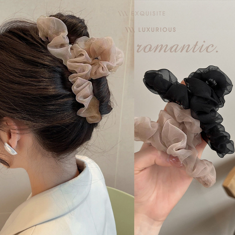 夏季网纱发夹女后脑勺气质盘发抓夹大号鲨鱼夹夹子高级感发卡头饰,饰品/流行首饰/时尚饰品新,民族风发饰,淘宝优惠券,粉丝福利购,淘宝优惠卷