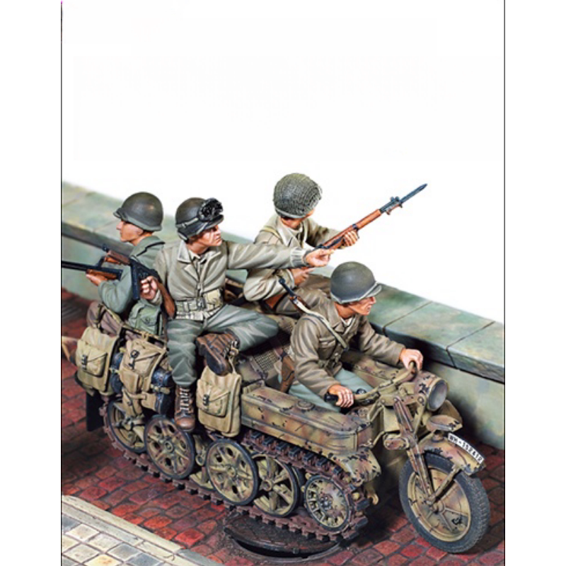 源模居gk1/35树脂模型 二战美国陆军游骑兵(4人无车)手办白模596r