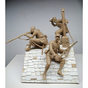 源模居GK 54mm树脂模型 “屋顶”普法战争(带场景)手办白模 1417R