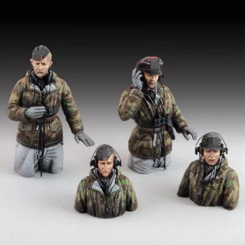 源模居GK 1/35树脂模型德国坦克兵(4人,无耳机带) 手办白模 631R