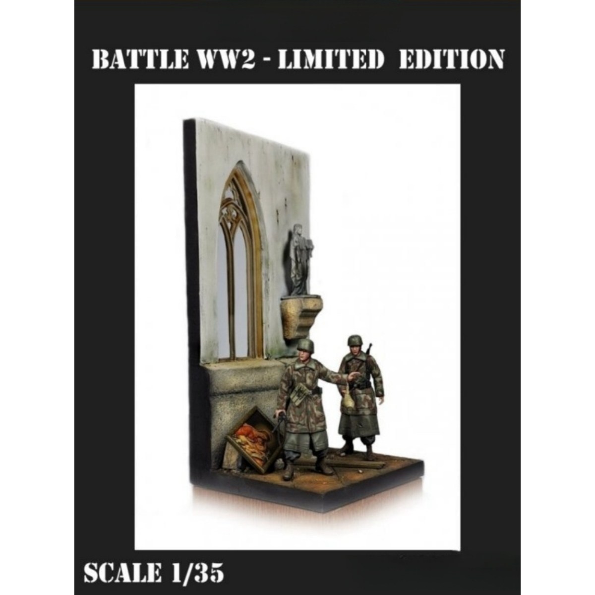 源模居GK 1/35树脂兵人模型 德国士兵(2人+场景) 手办白模 607R图片