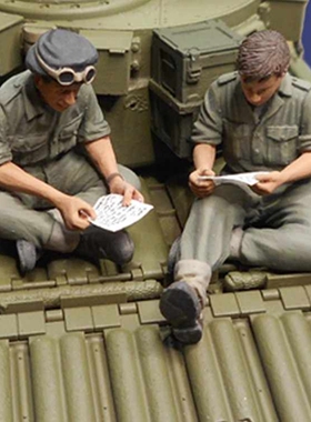 1/35树脂模型 家书-2名坦克乘员正在阅读信件 GK手办白模1464R