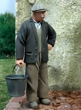 源模居GK 1/35树脂模型 战争中的平民爷爷提水桶 手办白模 921R