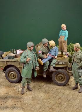 1/35 二战士兵 5人不带车 树脂模型现货兵人 军事题材白模-437C