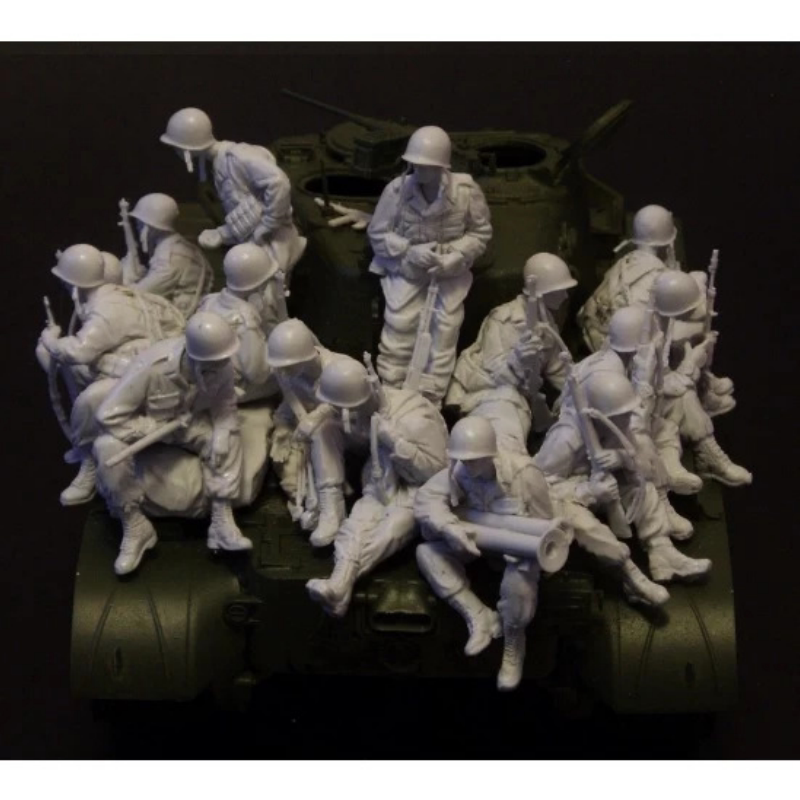 1/35树脂模型 美军M26潘兴坦克骑士全套(15人) 手办白模593-595