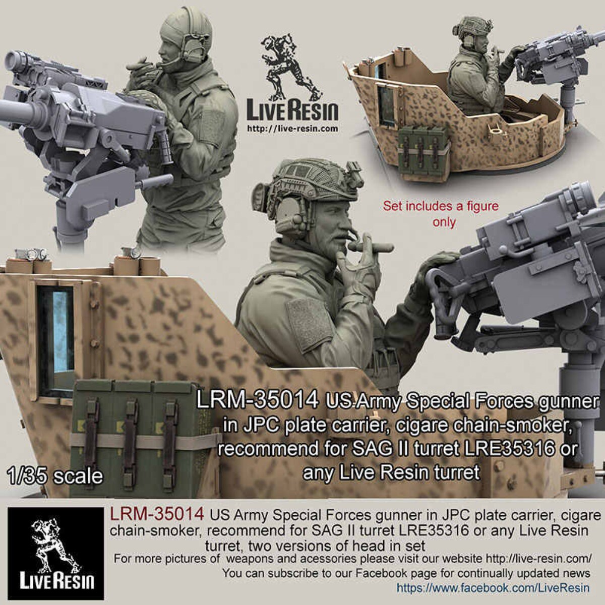 1/35树脂模型 美国陆军特种部队(仅1人带2头) GK手办白模 928R图片