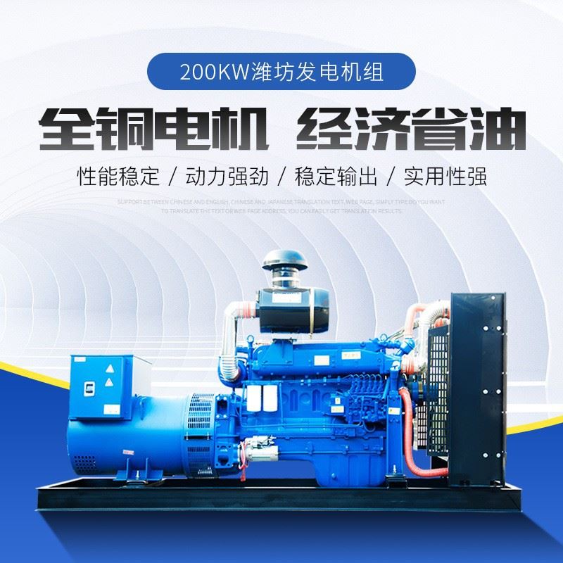 潍坊工厂直销200kw柴油发电机组 200千瓦备用全铜发电机 380V