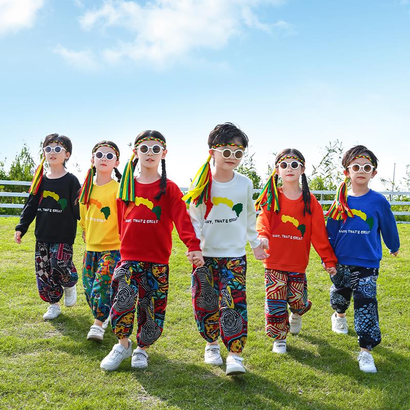 儿童啦啦队演出服小学生运动会开幕式服装幼儿民族风非洲鼓表演服