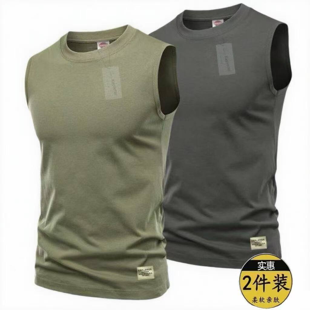 夏季爆款男士运动背心纯色健身无袖坎肩休闲薄款透气打底衫1/2件