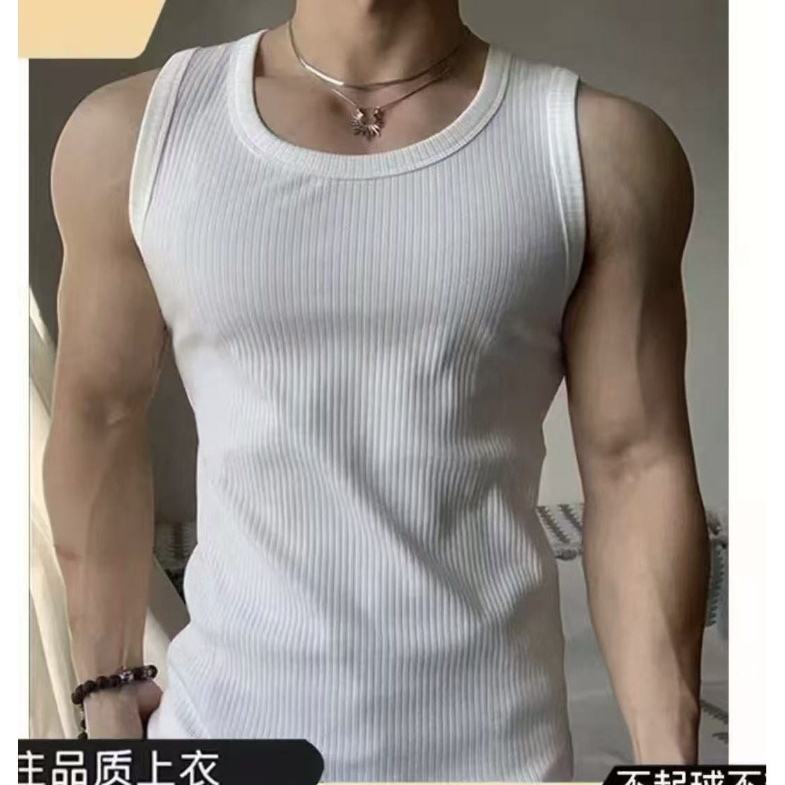 男士夏季健身显肌肉透气汗背心