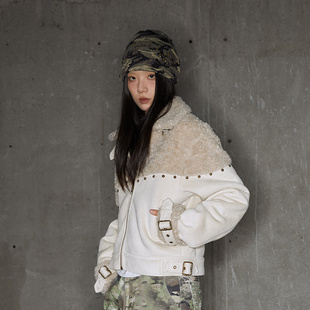 CONFUN 铆钉分割拼接麂皮绒外套 24AW