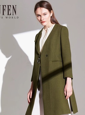 福芬2023秋季新款女士风衣修身一粒扣百搭纯色外套FY-12758