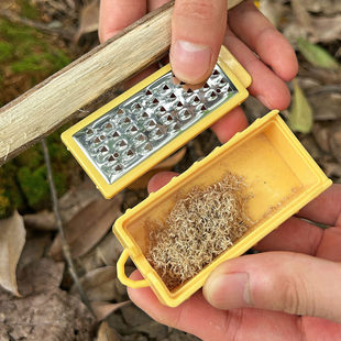 户外打火石套装野外生存取火装备引火物生火盒随地取木屑生火