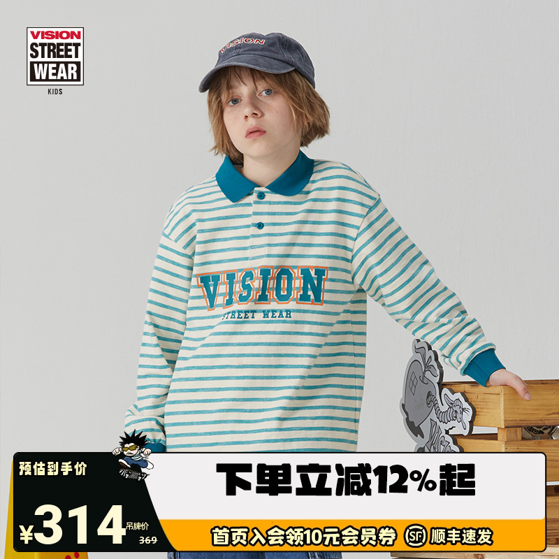 VISION条纹宽松POLO衫