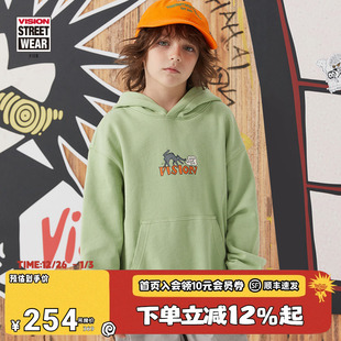男女儿童秋冬美式 童装 复古宽松印花连帽运动套头卫衣 KIDS VISION