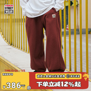 KIDS 男女童装 美式 抽绳束脚卫裤 秋冬 复古针织宽松运动长裤 VISION