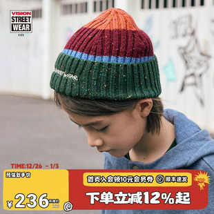 复古LOGO针织毛线帽瓜皮帽3色男女儿童童装 美式 秋冬 KIDS VISION