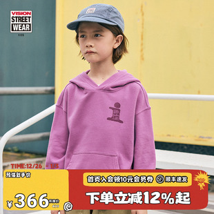 复古街头宽松印花连帽套头卫衣秋冬男女儿童童装 美式 KIDS VISION