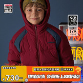 KIDS 童装 男女儿童90鸭绒冬季 VISION 运动撞色连帽中长款 羽绒服