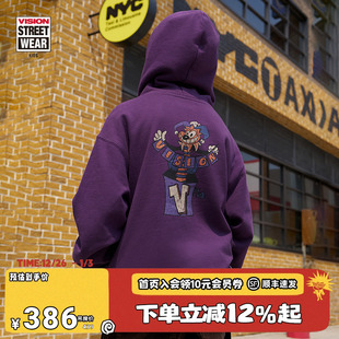 复古印花宽松连帽卫衣男女儿童25秋新款 VISION童装 复刻系列美式