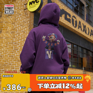 VISION童装 复刻系列美式复古印花宽松连帽卫衣男女儿童25秋新款