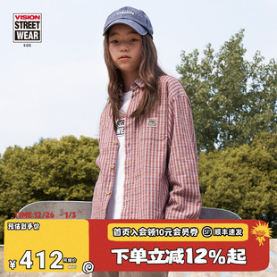 美式 男女儿童25秋新款 复古宽松磨毛格纹工装 衬衫 长袖 VISION童装